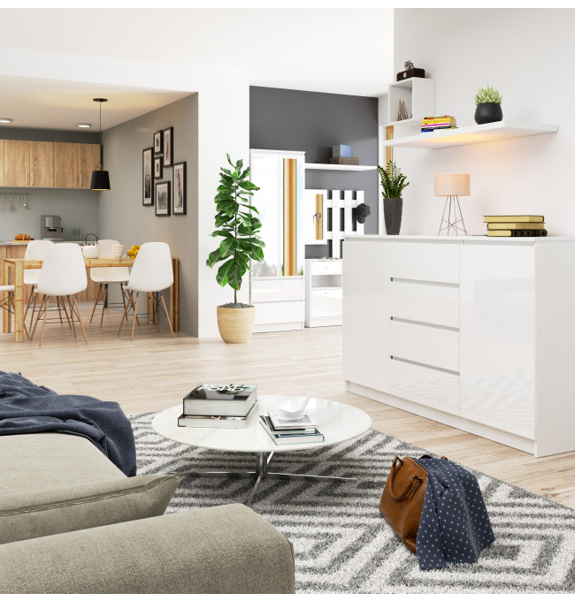 Komoda K160 2D 4SZ CLP bílá, lesk
