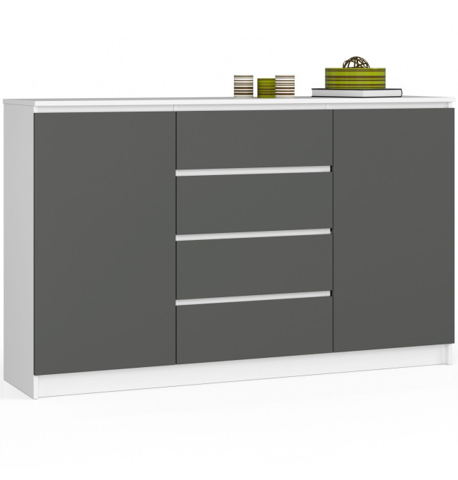 Komoda K160 2D 4SZ CLP bílá / šedá