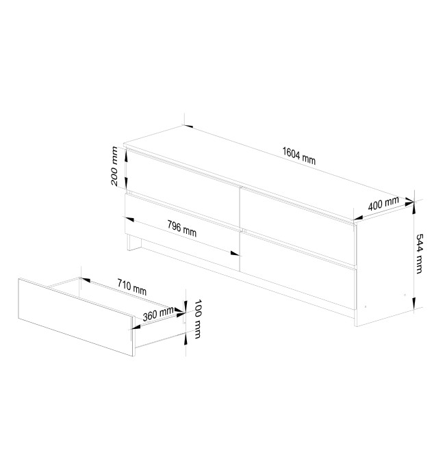 Komoda K160 4SZ CLP bílá