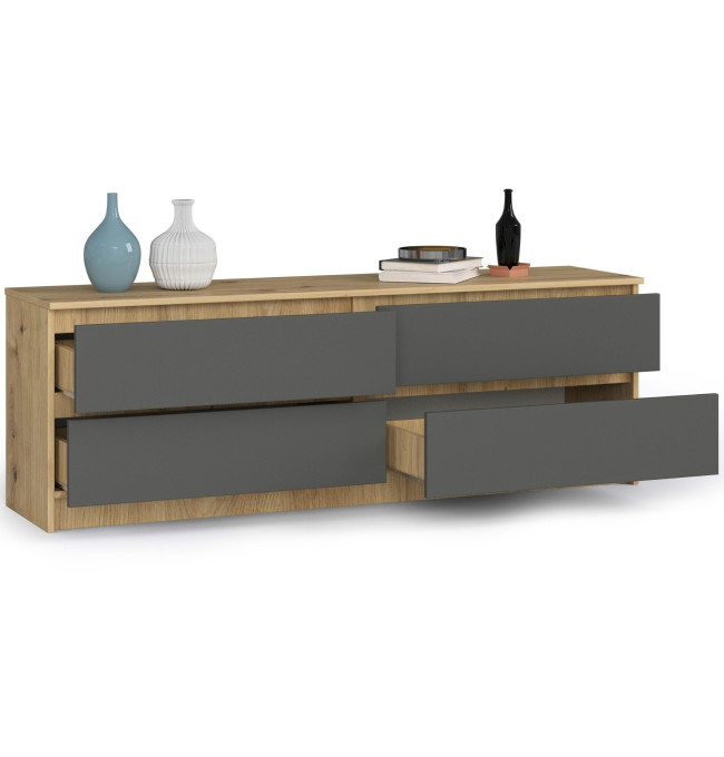 Komoda K160 4SZ CLP dub artisan / šedá