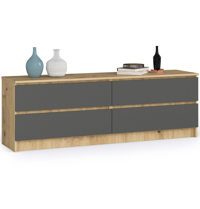 Komoda K160 4SZ CLP dub artisan / šedá