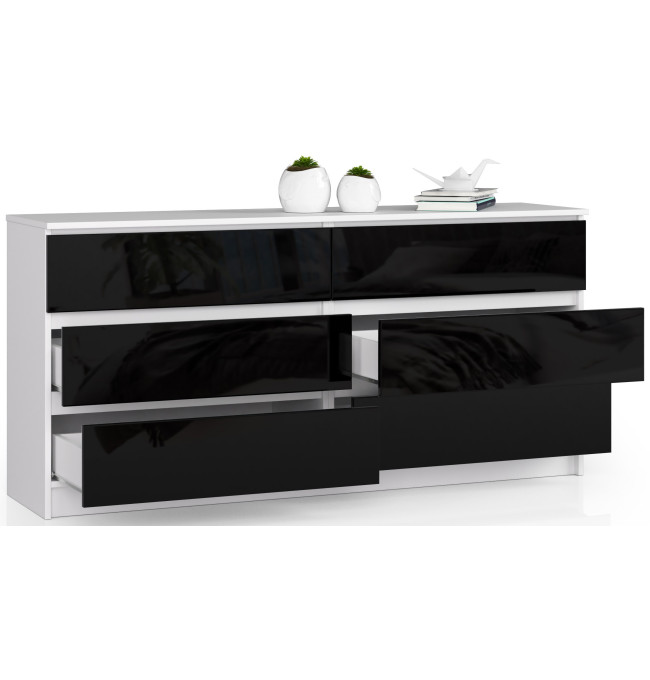 Komoda K160 6SZ CLP černá, lesk