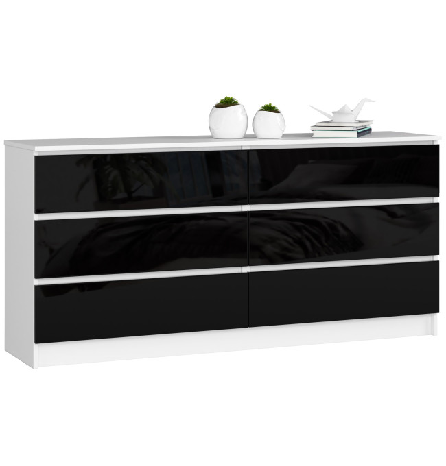 Komoda K160 6SZ CLP černá, lesk