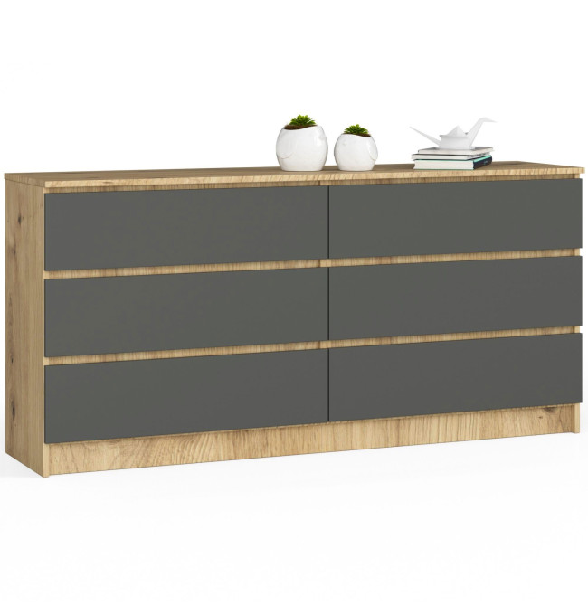Komoda K160 6SZ CLP dub artisan / šedá