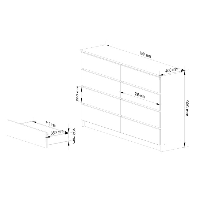Komoda K160 8SZ CLP bílá