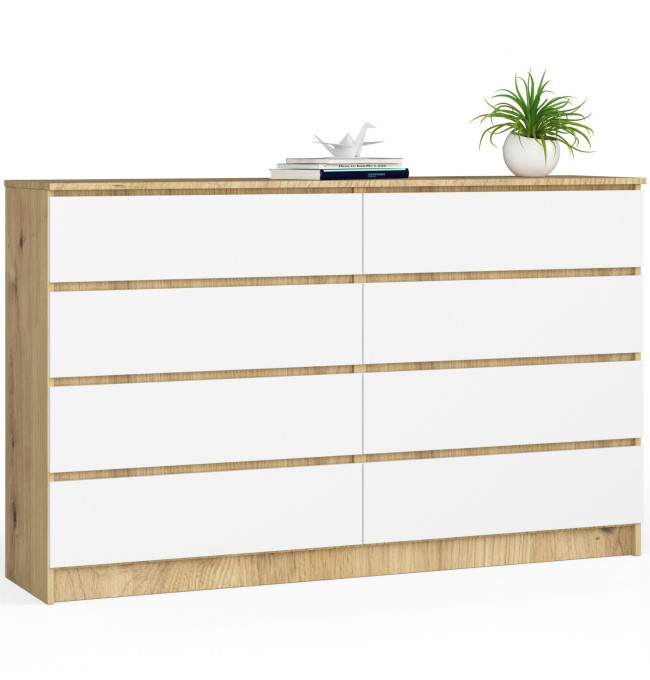 Komoda K160 8SZ CLP dub artisan / bílá