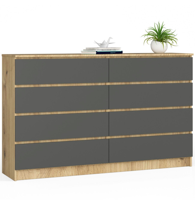 Komoda K160 8SZ CLP dub artisan / šedá