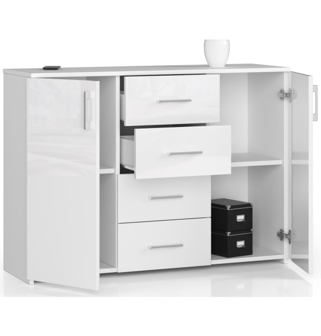 Komoda K45 bílá, lesk