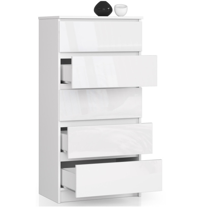 Komoda K60 5SZ CLP bílá, lesk