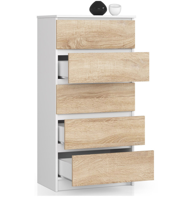Komoda K60 5SZ CLP bílá/sonoma