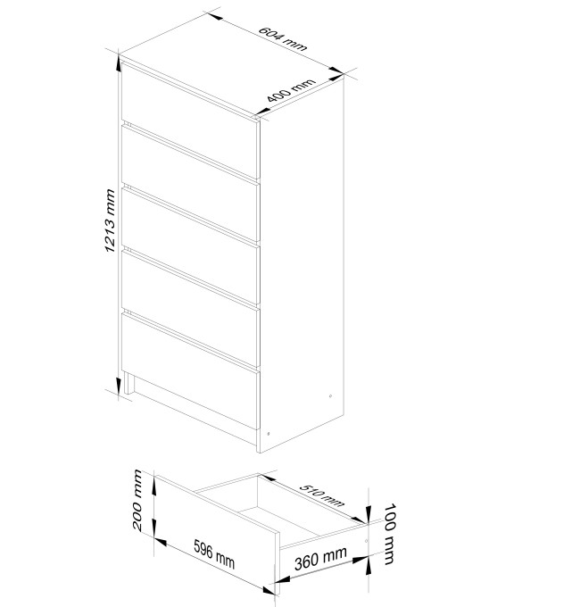 Komoda K60 5SZ CLP bílá / šedá