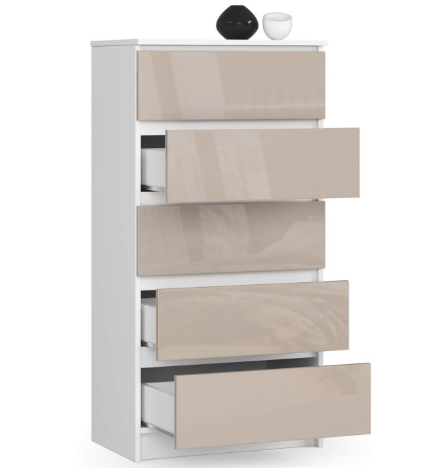 Komoda K60 5SZ CLP cappuccino, lesk