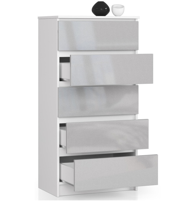 Komoda K60 5SZ CLP metalická, lesk