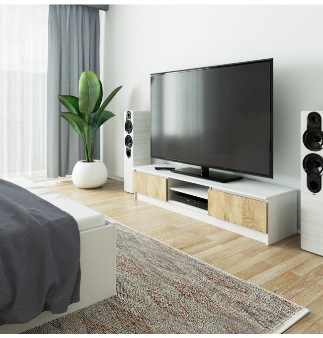 Stolek pod TV RTV K 160 CLP bílý / sonoma