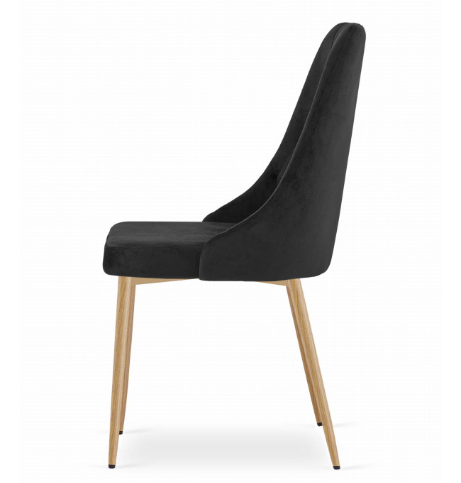 Jídelní židle IMOLA sametová černá / dřevěné nohy