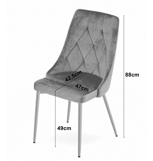 Set dvou jídelních židlí IMOLA sametové černé / dřevěné nohy (2 ks)