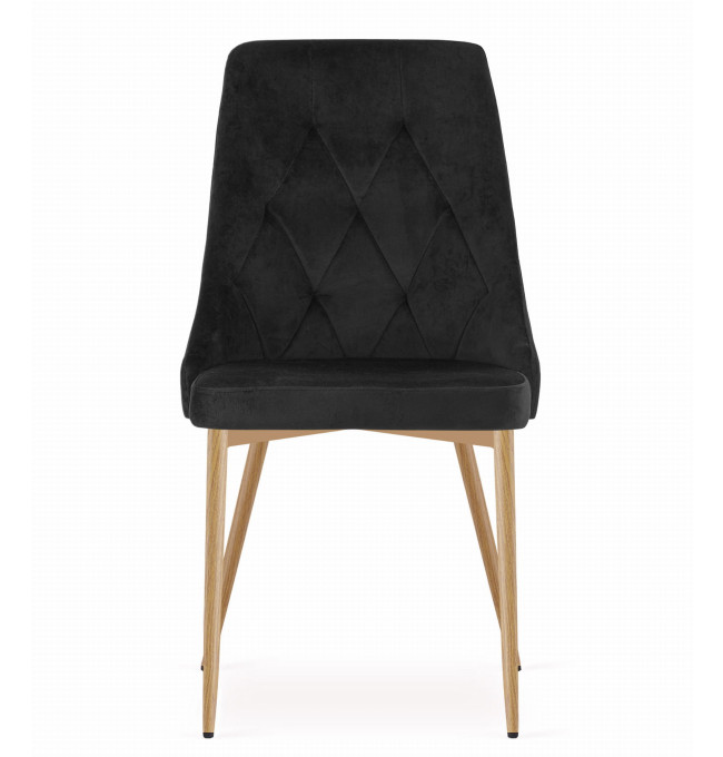 Set čtyř jídelních židlí IMOLA sametové černé / dřevěné nohy (4 ks)