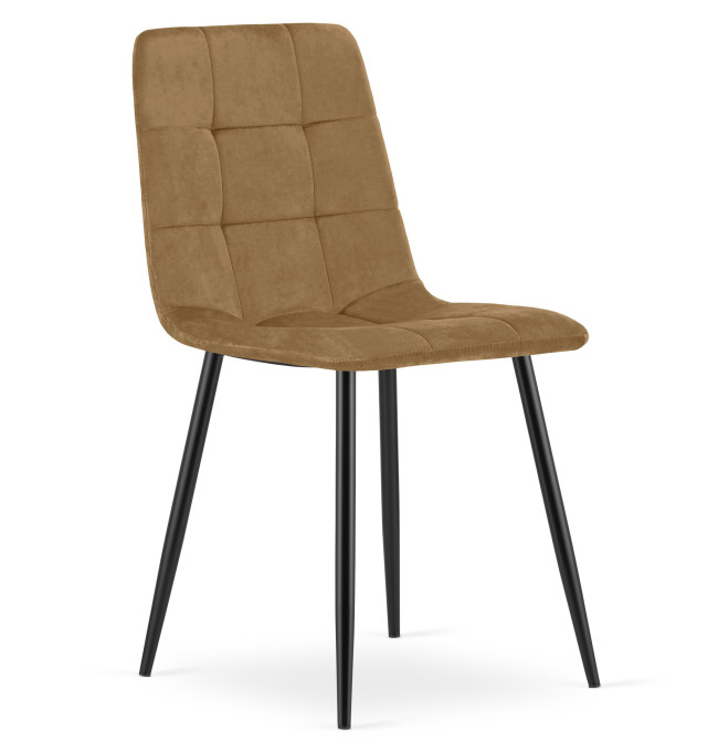 Set tří jídelních židlí KARA sametové, hnědé / černé nohy (3 ks)