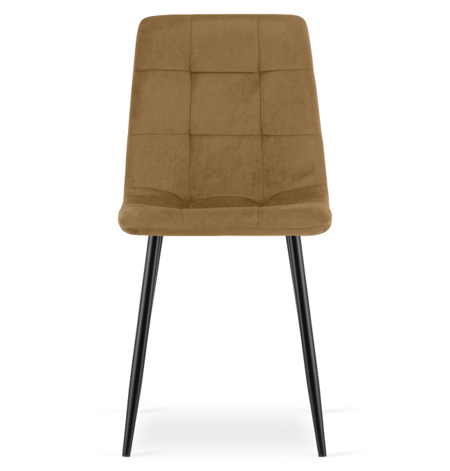 Set tří jídelních židlí KARA sametové, hnědé / černé nohy (3 ks)