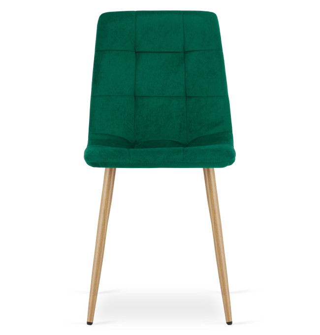 Jídelní židle KARA sametová, tmavě zelená / hnědé nohy