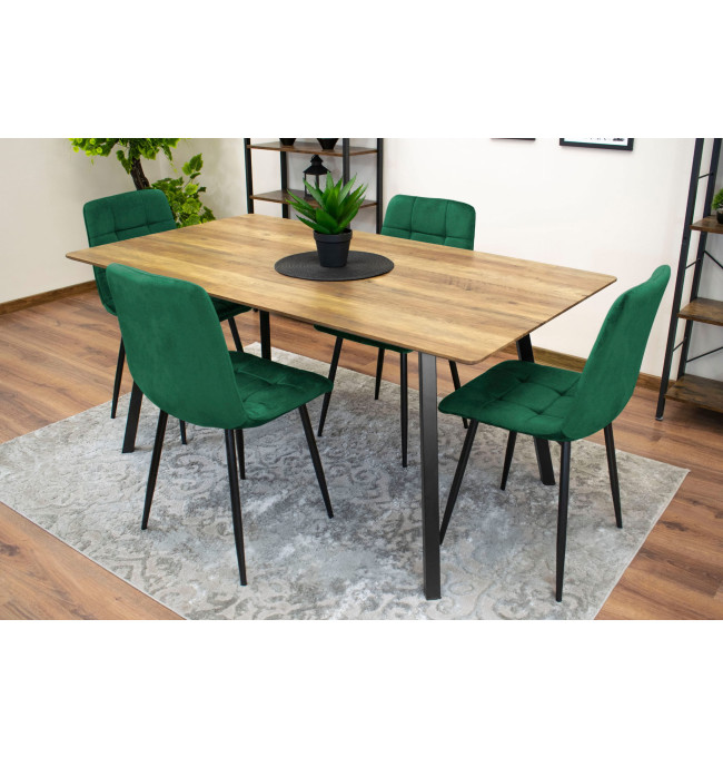Jídelní židle KARA samet tmavě zelená (černé nohy)