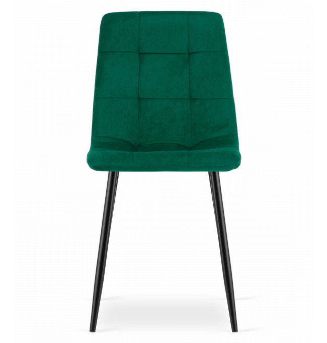 Jídelní židle KARA samet tmavě zelená (černé nohy)