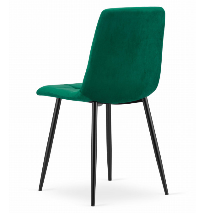 Jídelní židle KARA samet tmavě zelená (černé nohy)