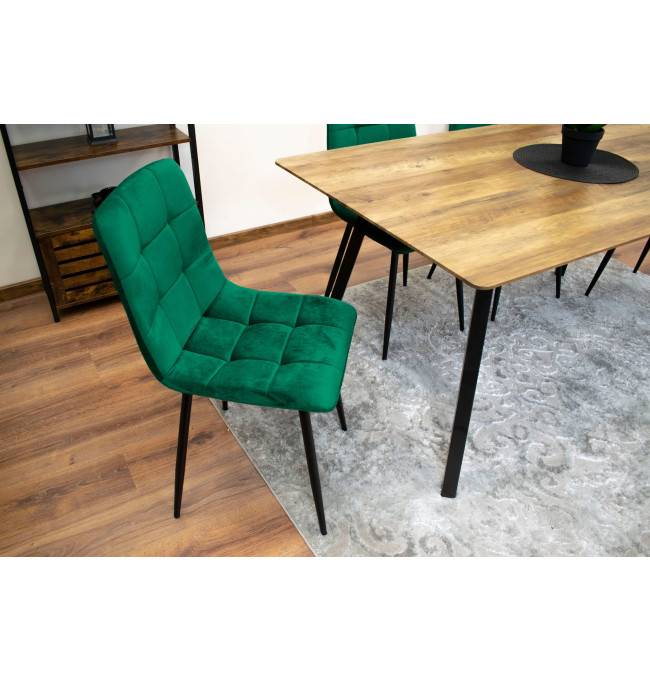 Jídelní židle KARA samet tmavě zelená (černé nohy)