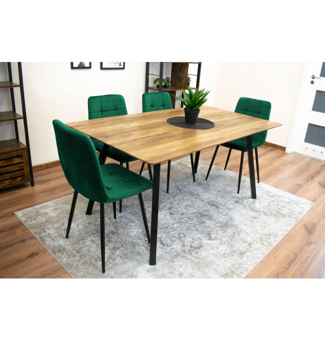 Jídelní židle KARA samet tmavě zelená (černé nohy)