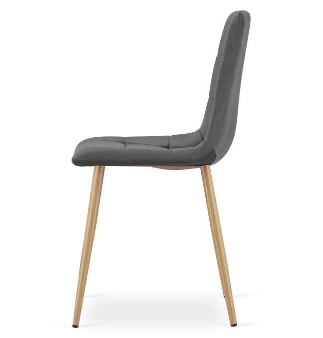Jídelní židle KARA sametová, tmavě šedá / hnědé nohy