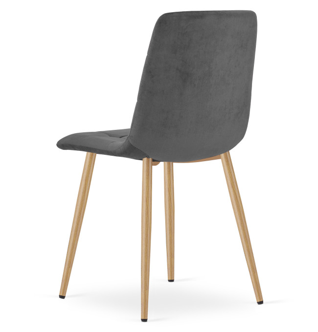 Jídelní židle KARA sametová, tmavě šedá / hnědé nohy