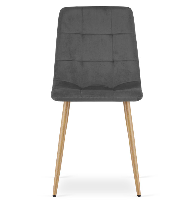 Set tří jídelních židlí KARA sametové, tmavě šedé / hnědé nohy (3 ks)