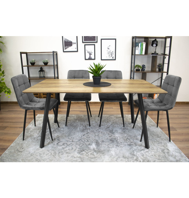 Krzesło KARA - ciemny szary aksamit x 3