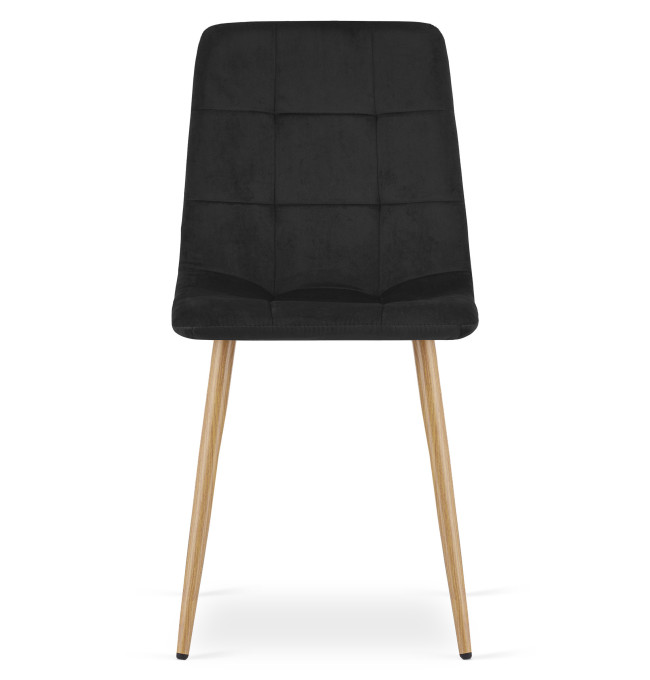 Jídelní židle KARA sametová, černá / hnědé nohy