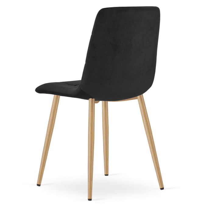 Set čtyř jídelních židlí KARA sametové, černé / hnědé nohy (4 ks)