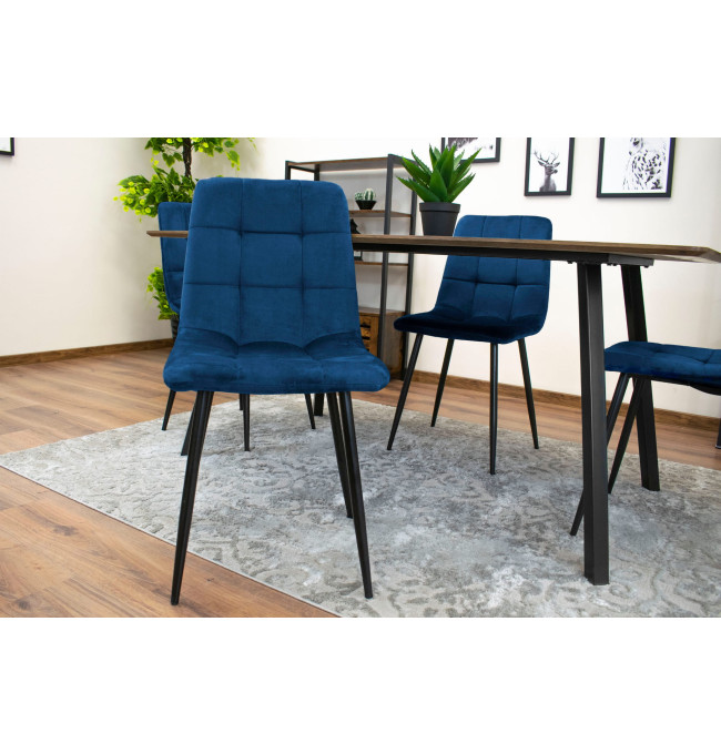 Jídelní židle KARA samet - granátová (černé nohy)