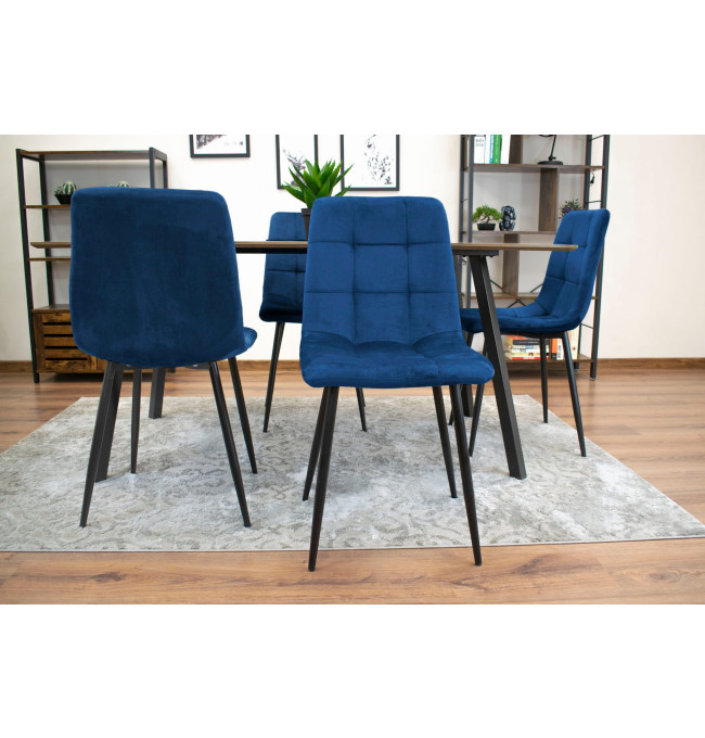 Jídelní židle KARA samet - granátová (černé nohy)