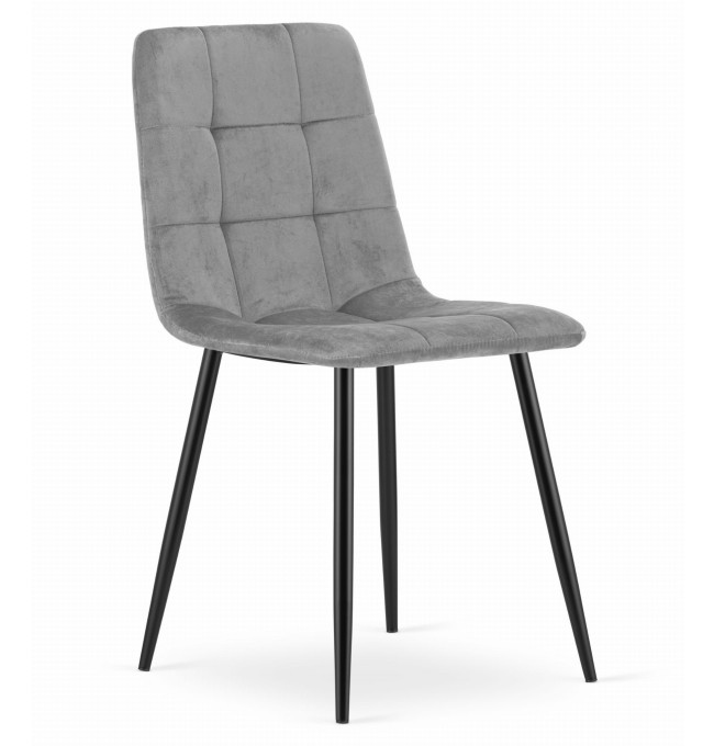 Set dvou jídelních židlí KARA sametové světle šedé / černé nohy (2ks)
