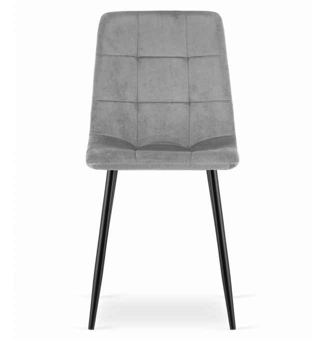 Set dvou jídelních židlí KARA sametové světle šedé / černé nohy (2ks)