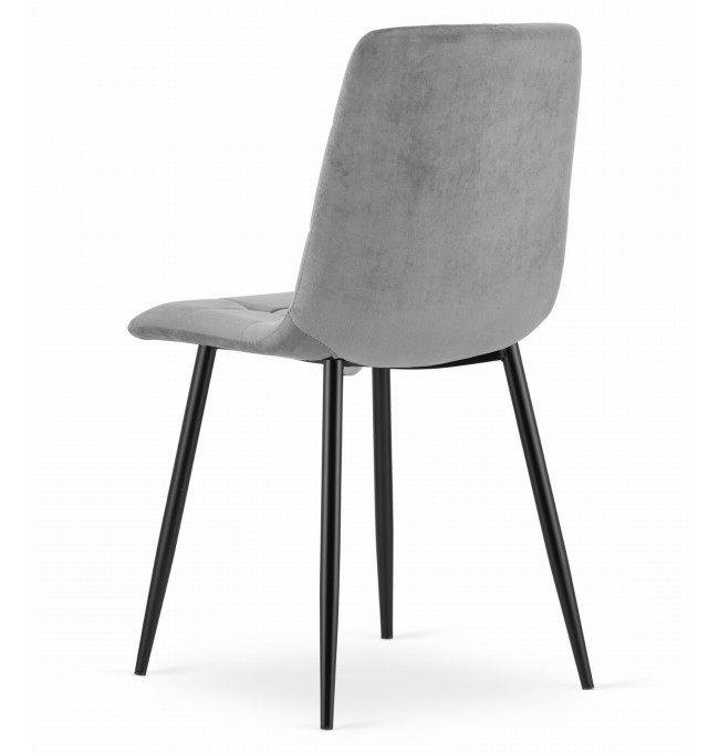 Set dvou jídelních židlí KARA sametové světle šedé / černé nohy (2ks)