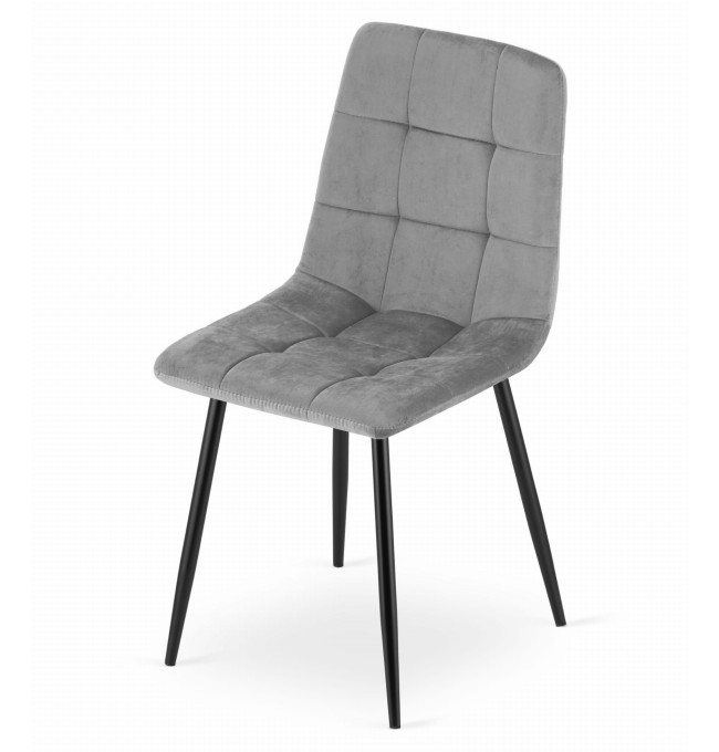 Set dvou jídelních židlí KARA sametové světle šedé / černé nohy (2ks)