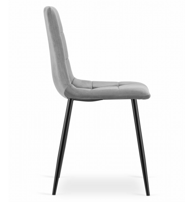 Set tří jídelních židlí KARA sametové světle šedé / černé nohy (3ks)