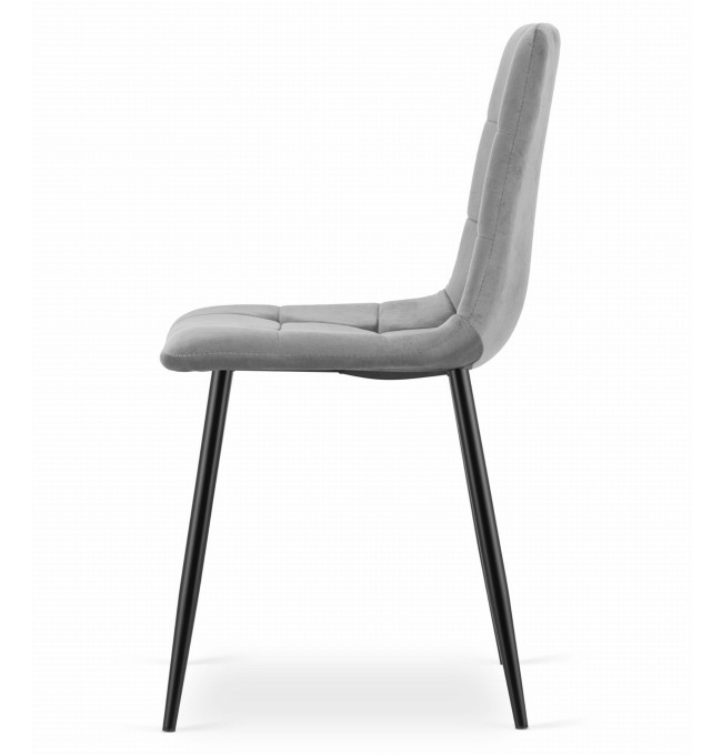 Set čtyř jídelních židlí KARA sametové světle šedé / černé nohy (4ks)