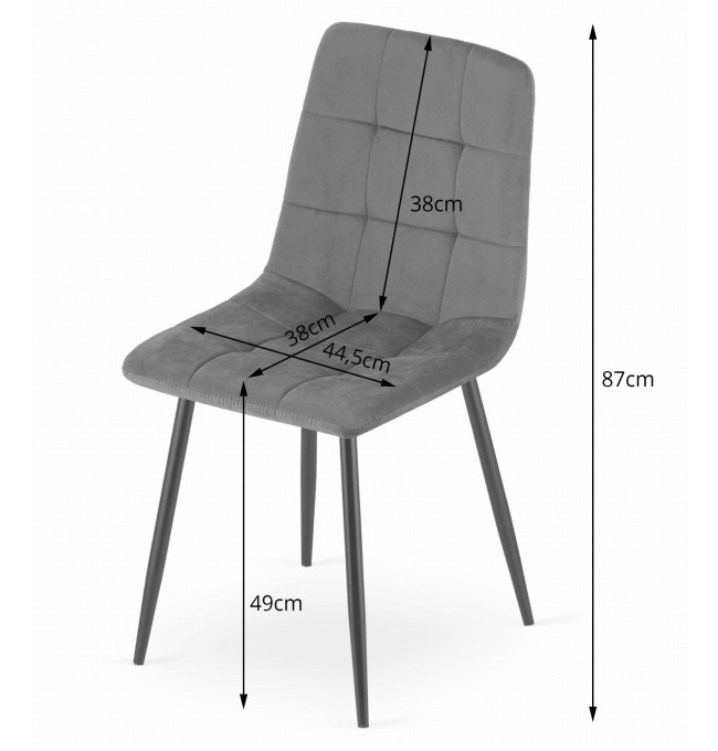 Set dvou jídelních židlí KARA sametové růžové / černé nohy (2ks)