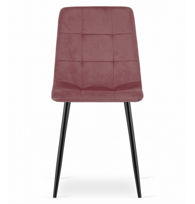 Set dvou jídelních židlí KARA sametové růžové / černé nohy (2ks)
