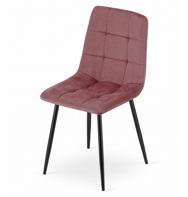 Set dvou jídelních židlí KARA sametové růžové / černé nohy (2ks)