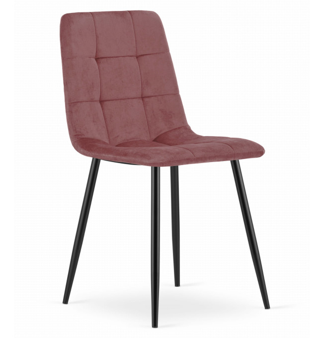 Set tří jídelních židlí KARA sametové růžové / černé nohy (3ks)