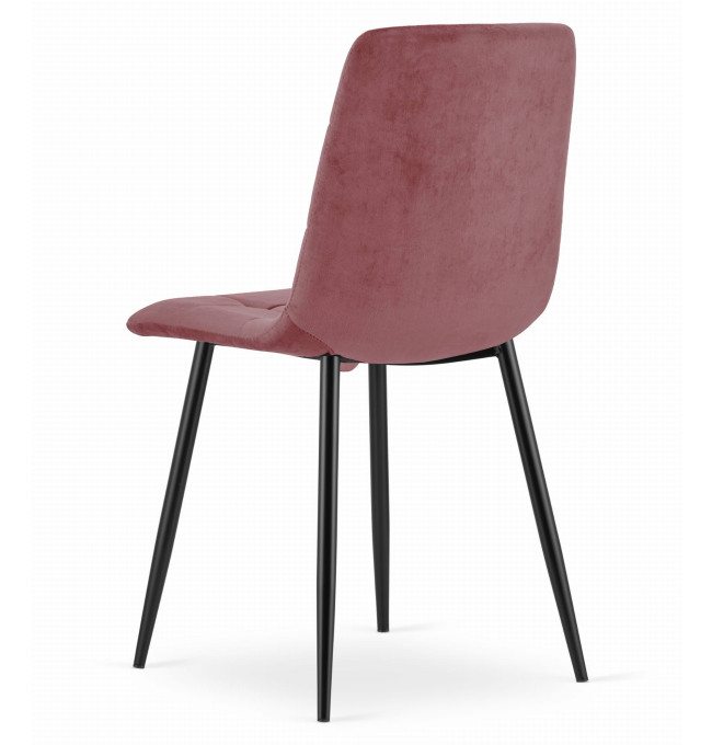 Set tří jídelních židlí KARA sametové růžové / černé nohy (3ks)