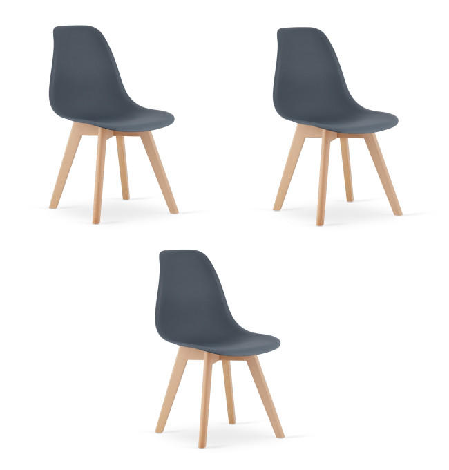 Set tří jídelních židlí KITO břidlicový (3 ks)