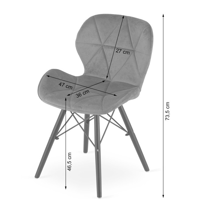 Jídelní židle LAGO samet šedá (černé nohy)